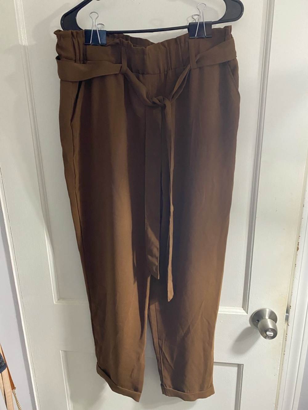 SO XL Juniors Tobacco Brown High Rise Paperbag Waist Pants
